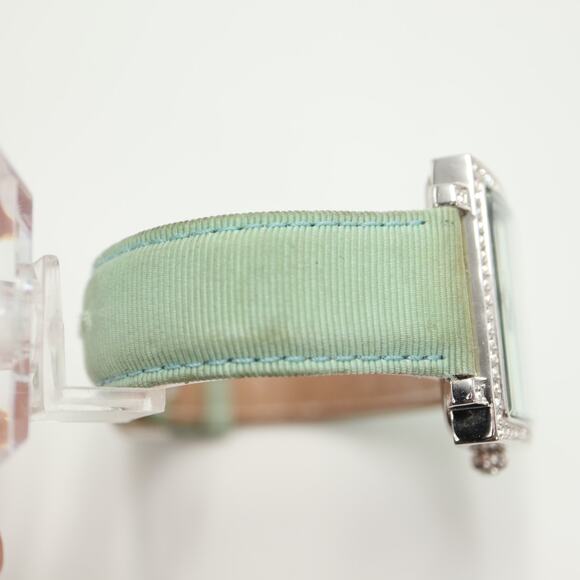 Victoria Wieck Women Gem Square Watch 36mm Dial Teal Leather Strap w New Battery - Picture 13 of 16